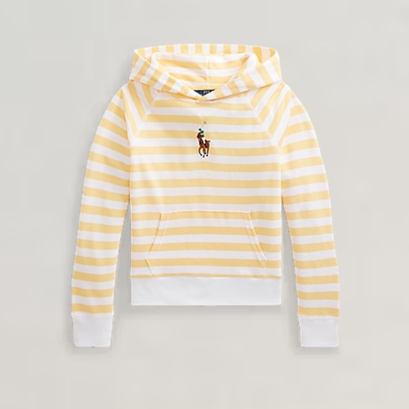 Polo Ralph Lauren Other - Polo Ralph Lauren Striped Yellow and White Terry Hoodie Girls Size 7
